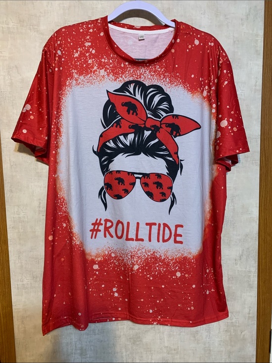 Tops - #ROLLTIDE Red Graphic Tee with Sunglass & Bandana Design size 2Xl